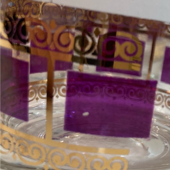 Vintage mid century gold & purple amethyst glassware set of 4 - Picture 9 of 12